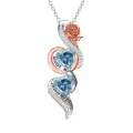 TOUPOP Sterling Silver Zircon Rose Flower Birthstone Necklace For Sisters-0-0