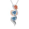 TOUPOP Sterling Silver Zircon Rose Flower Birthstone Necklace For Sisters-0-0