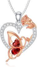 wholesale  Sterling Silver Zircon Butterfly Heart Necklace for Women Birthday Gift -0-0