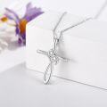wholesale 925 Sterling Silver Semicolon Cross Pendant with Cubic Zirconia Necklaces for Women - Faith & Inspiration Gift Ideas for Mom-0-1