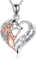 wholesale 925 Sterling Silver Angel & Wolf Heart Pendant Necklaces I love you Gifts for Girls and Women-0-0