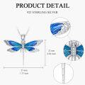 wholesale 925 Sterling Silver & Lab-Grown Diamond Blue Dragonfly Necklace, Hypoallergenic-0-2