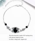 wholesale 925 Sterling Silver Black Onyx Flower Design Adjustable Bohemian Bracelet for Women (S M L)-0-5
