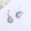 wholesale 925 Sterling Silver Snowflake Blue Opal Leverback Drop Earrings Holiday  for Her-0-2