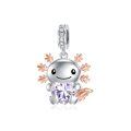 wholesale 925 Sterling Silver Rose Gold Plated Axolotl Pink Heart Zirconia Dangle Charm For Bracelet-0-19