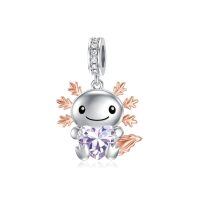wholesale 925 Sterling Silver Cute Snowflake Charm With Pink Heart-06-Jun-Axolotl