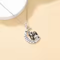 TOUPOP Sterling Silver Abalone Shell Moon Jack and Sally Skull Necklace-0-4