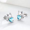 wholesale 925 Sterling Silver Crystal Fox Earrings Birthstone Studs for Sensitive Ears-0-2