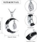 wholesale 925 Sterling Silver Crescent Moon with Hanging Bat Necklace Pendant-0-1
