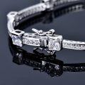 wholesale 925 Sterling Silver CZ Princess Cut Tennis Anklet - Sparkly Jewelry for Women-0-3