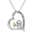 wholesale 925 Sterling Silver I Love You Forever Monkey Banana Heart Pendant Necklace-0-0