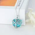 wholesale 925 Sterling Silver Turquoise Heart-Shaped Tree of Life Pendant Necklace for Women-0-2