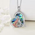wholesale 925 Sterling Silver Heart Shaped Abalone Shell Fox Pendant Necklace for Women and Girls-0-2