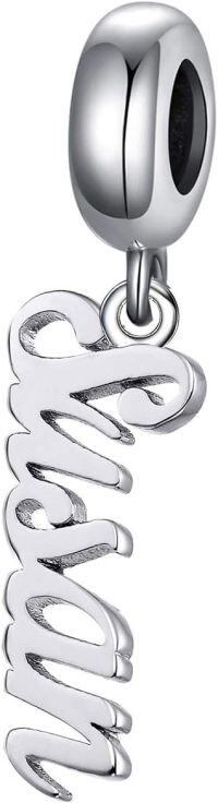 wholesale 925 Sterling Silver Personalized Name Charm for Bracelet Custom Any Name Initial Letter Number Date Name Plate Bead for Bracelet-silver color