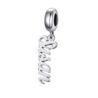 wholesale 925 Sterling Silver Personalized Name Charm for Bracelet Custom Any Name Initial Letter Number Date Name Plate Bead for Bracelet-silver color