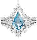 wholesale 925 Sterling Silver Moissanite Diamond 1ct Kite Cut Birthstone 3 Ring Bridal Set-0-0