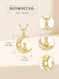 TOUPOP 14K Gold & Stone Cat Moon Pendant Necklace Gift for Women-0-1