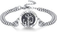 wholesale 925 Sterling Silver & 316L  St Francis Medal Bracelet for Peace Love Animals-St.Francis