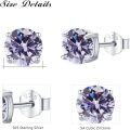wholesale 925 Sterling Silver Purple Cubic Zirconia Stud Earrings 6mm Round Gemstone  for Women Girls-0-1