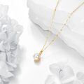 wholesale 14k Gold White Pearl Pendant Necklace Elegant Solitaire Chain Jewelry For Women-0-3