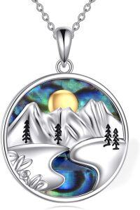 wholesale 925 Sterling Silver Abalone Shell Origami Mountain Pendant Necklace for Women-mountain