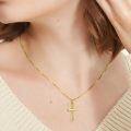 wholesale Gold Plated 925 Sterling Silver Faith Hope Love Engraved Cross Pendant Necklace for Women and Men - Christmas Gift Ideas-0-1