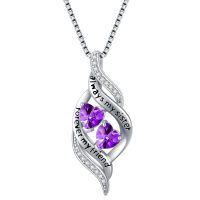 TOUPOP Sterling Silver Amethyst Sister Necklace, Forever My Friend Pendant-undefined