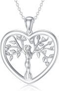wholesale 925 Sterling Silver Heart-Shaped Tree of Life Pendant with Cubic Zirconia Necklaces for Women Gifts-0-0