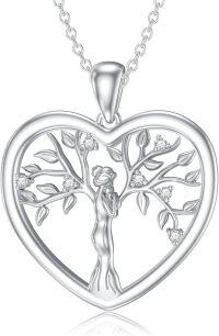 wholesale 925 Sterling Silver Heart-Shaped Tree of Life Pendant with Cubic Zirconia Necklaces for Women Gifts-Type 3