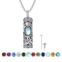 wholesale 925 Sterling Silver Urn Necklace Cremation Ashes Pendant Memorial Jewelry for Women Men Girls Boys-Tree of life-F-June-Moonstone