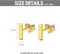 wholesale 18k Yellow Gold Bar Stud Earrings Minimalist Fine  for Women-0-1