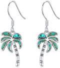 wholesale 925 Sterling Silver Palm Tree Turquoise Stone Hook Earring Beach Jewelry-0-0