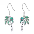 wholesale 925 Sterling Silver Palm Tree Turquoise Stone Hook Earring WholesaleBeach Jewelry-0-0