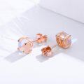wholesale 925 Sterling Silver Rose Gold Plated Blue Opalite Round Stud Earrings for Sensitive Skin-0-2