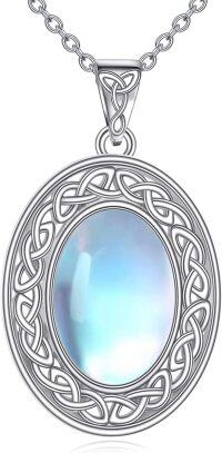 wholesale 925 Sterling Silver Celtic Knot Moonstone Oval Pendant Necklace-Celtic
