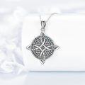 wholesale 925 Sterling Silver Triquetra Trinity Knot Moon Phase Abalone Shell Inlay Pendant Necklace-0-2