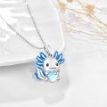 wholesale 925 Sterling Silver Blue Moonstone Axolotl Heart Pendant Necklace-0-1
