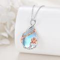 wholesale 925 Sterling Silver Teardrop Moonstone with Rose Flower and I Love You Forever Engraved Pendant Necklace for Women-0-3