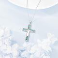 wholesale 925 Sterling Silver Turquoise Tree of Life Cross Pendant Necklace Jewelry for Women and Men-0-5