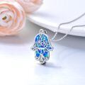 wholesale 925 Sterling Silver Blue Hamsa Hand Pendant With Tree Of Life Design-0-2