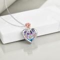 TOUPOP Sterling Silver Crystal Necklace For Daughter I Love You Rose Flower Jewelry-0-4