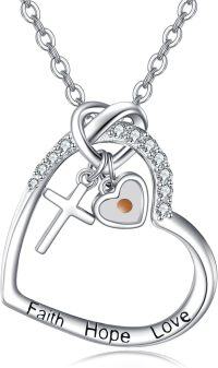 wholesale 925 Sterling Silver Heart Faith Hope Love Cross Pendant Necklace for Women and Moms-8-Heart Seed Cross