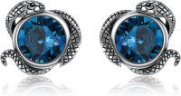 wholesale 925 Sterling Silver Snake Blue Crystal Stud Earrings - Animal  for Her-J-Snack