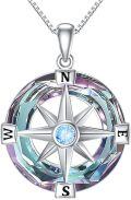 wholesale 925 Sterling Silver Crystal Compass Pendant Necklace with Swarovski Elements and Cubic Zirconia - 3D Design Jewelry (Medium)-0-0