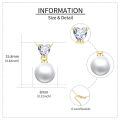 wholesale 14k White Heart Shape Cz Lab Diamond Pendant Necklace With Round Pearl-0-3