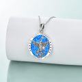 wholesale 14K Gold Saint Michael Pendant with Blue Opal Stone and Anchor Design - Catholic Protection Amulet Necklace for Men & Women (18 + Extender)-0-2