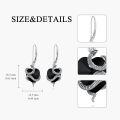 wholesale 925 Sterling Silver Black Heart Earrings with Snake Design-0-2