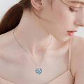 wholesale 925 Sterling Silver Blue Crystal Hummingbird Heart Locket Necklace for Women and Girls-0-4