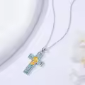 wholesale 925 Sterling Silver Turquoise Cross Birthstone Pendant Necklaces for Women and Moms - 12 Months -0-3