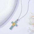 wholesale Sterling Silver Turquoise Cross Birth Flower Necklace 12 Month Pendant for Women Mom-0-23